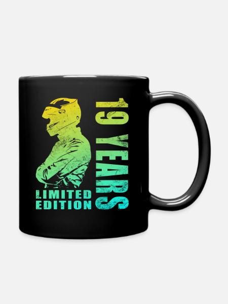 19. Geburtstag Biker Motorrad Vintage Geschenk - Tasse einfarbig - Schwarz