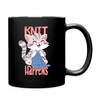 Knit Happens - Tasse einfarbig - Schwarz - Rechts