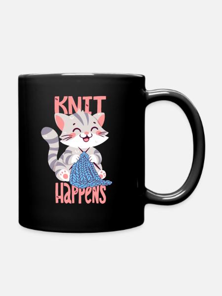 Knit Happens - Tasse einfarbig - Schwarz