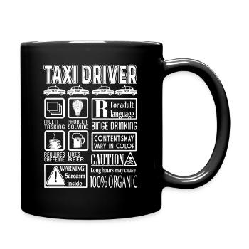 Taxi Driver Caution - Full Colour Mug - black - Right