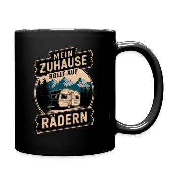 Zuhause Rollt Auf Rädern Retro Camping Wohnwagen - Tasse einfarbig - Schwarz - Rechts