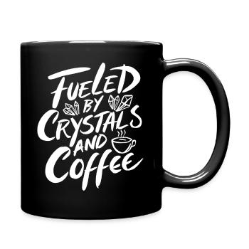 Kraft durch Kristalle und Koffein - Tasse einfarbig - Schwarz - Rechts