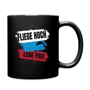 Voler haut, vivre en liberté - Le dicton du parapente - Mug uni - noir - Droite