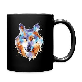 Funny Colorful Wolf Face - Full Colour Mug - black - Right