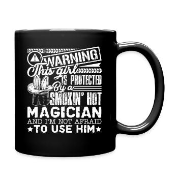 Magician Protected By Hot Magician - Full Colour Mug - black - Right