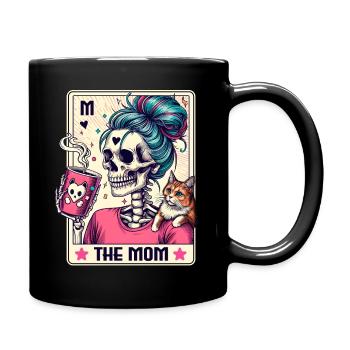 The Mom Tarot – Skelett Mama mit Kaffee & Chaos - Tasse einfarbig - Schwarz - Rechts
