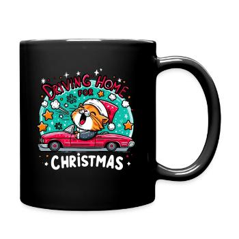 Weihnachten Katze Zuhause Familie Sterne Niedlich - Tasse einfarbig - Schwarz - Rechts