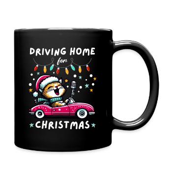 Weihnachten Katze Zuhause Familie Ferien Niedlich - Tasse einfarbig - Schwarz - Rechts