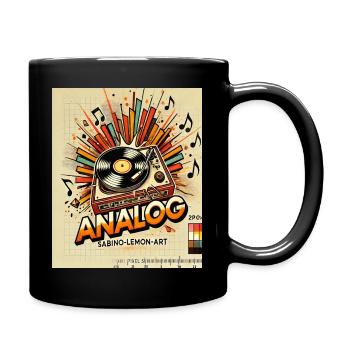 Retro Plattenspieler analog - Tasse einfarbig - Schwarz - Rechts