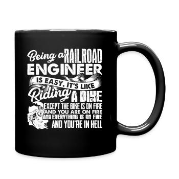 Railroad Engineer Railroad Engineer Is Easy - Full Colour Mug - black - Right