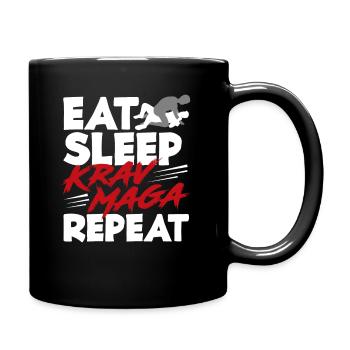 Krav Maga Essen Schlafen - Tasse einfarbig - Schwarz - Rechts