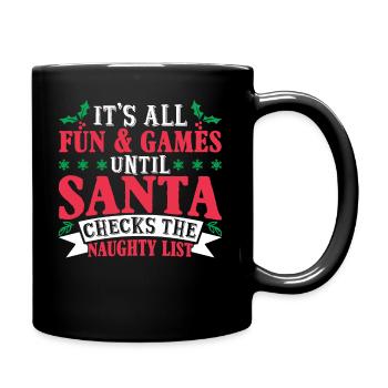 Christmas Santa Checks The Naughty List - Full Colour Mug - black - Right