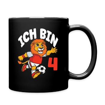 Drôle Lion Soccer Je suis 4 enfants Anniversaire - Mug uni - noir - Droite