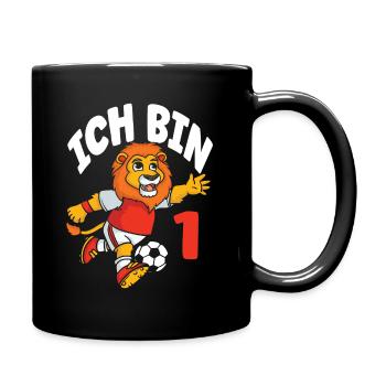 Funny Lion Football Je suis 1 Fête d’anniversaire - Mug uni - noir - Droite