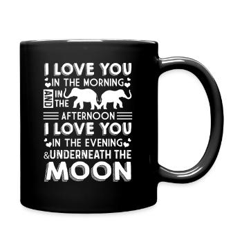 Elephant I Love You In The Morning - Full Colour Mug - black - Right