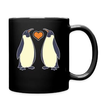 Emperor Penguin With Heart - Full Colour Mug - black - Right