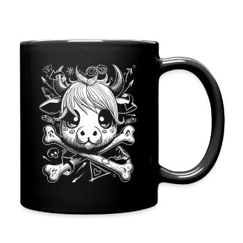 Chemise de style de rue de vache comique avec des icônes de graffiti - Mug uni - noir - Droite