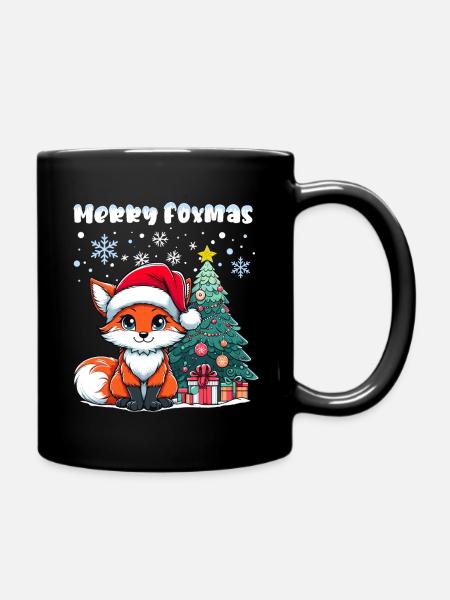 Renard de Noël Arbre de Noël Enfants Mignon - Mug uni - noir
