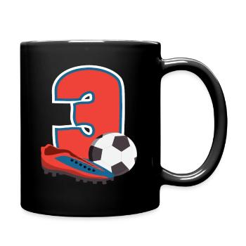 Football Birthday 3 Year Old Children's Birthday Party - Full Colour Mug - black - Right