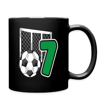 Fußball Geburtstag 7-Jährige Kindergeburtstag - Tasse einfarbig - Schwarz - Rechts