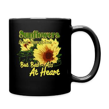 Sunflower And Sunshine Bad Ass At Heart - Full Colour Mug - black - Right