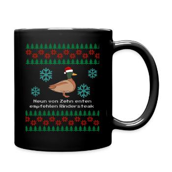 Drôle de dicton avec un canard tricoté de Noël laid - Mug uni - noir - Droite