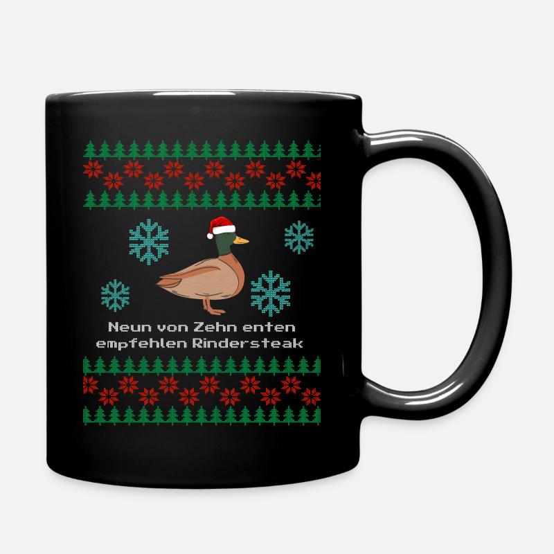 Lustiger Spruch mit Ugly Christmas Knit Ente - Tasse einfarbig - Schwarz