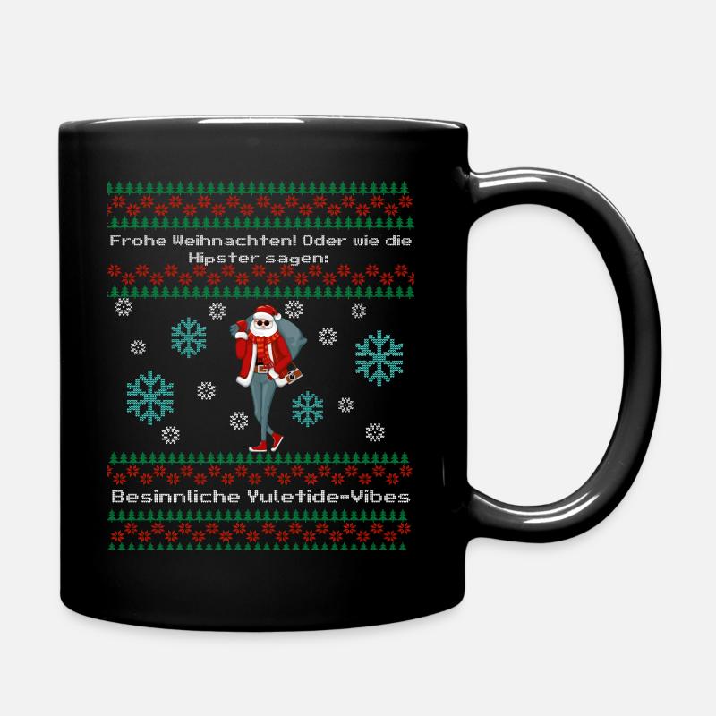 Lustiger Spruch mit Hipster Ugly Christmas - Tasse einfarbig - Schwarz