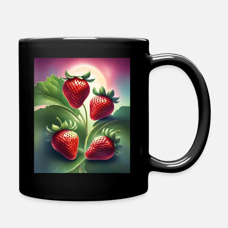 Vier leckere Erdbeeren - Tasse einfarbig - Schwarz