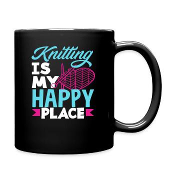 Knitting is my happy place - Full Colour Mug - black - Right