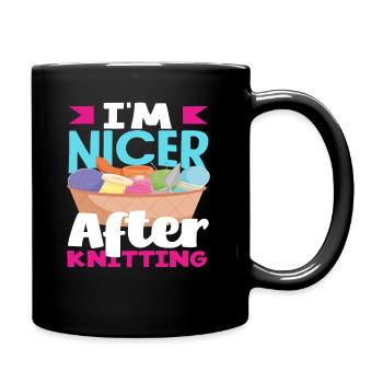 I'm nicer after knitting - Full Colour Mug - black - Right