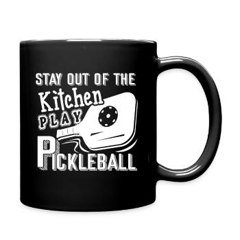 Stay Out Of Kitchen Play Pickleball - Full Colour Mug - black - Right