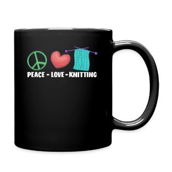 Frieden Liebe Stricken Handarbeit - Tasse einfarbig - Schwarz - Rechts
