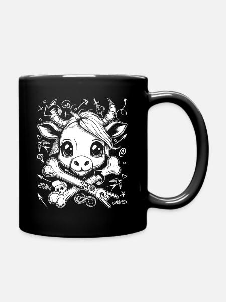 Urban Cute Comic Cow Streetwear Chemise - Mug uni - noir