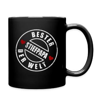 Bester Stiefpapa der Welt Geschenkidee - Tasse einfarbig - Schwarz - Rechts