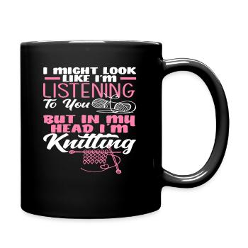 Pensées pendant le tricot - Mug uni - noir - Droite