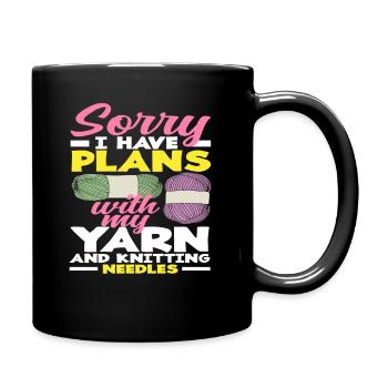 Désolé, j’ai des projets avec ma laine et - Mug uni - noir - Droite