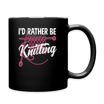Lieber Beim Stricken Als Alles Andere - Tasse einfarbig - Schwarz - Rechts