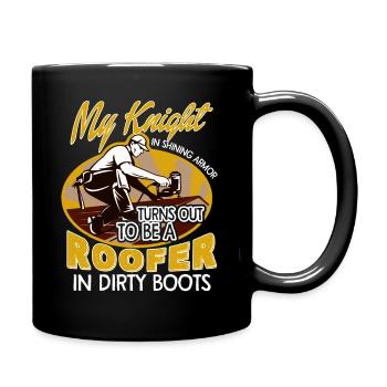 My Knight Turns Out To Be A Roofer - Full Colour Mug - black - Right