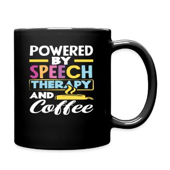 Powered by speech therapy and coffee - Full Colour Mug - black - Right