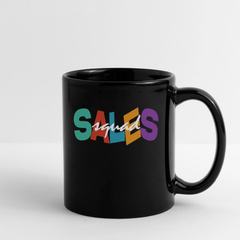 Équipe de vente Typographie colorée Conception Équipe de vente Mug uni