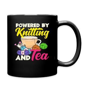 Knitted life with tea and wool - Full Colour Mug - black - Right