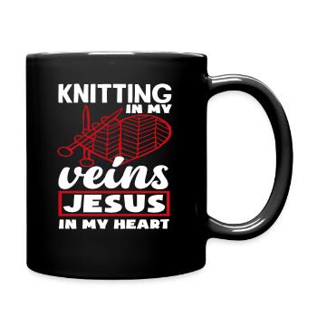 Knitting In My Veins Jesus In My Heart - Full Colour Mug - black - Right