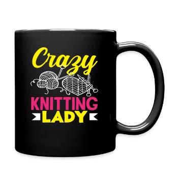 Crazy Knitting Lady Tricot Créatif - Mug uni - noir - Droite