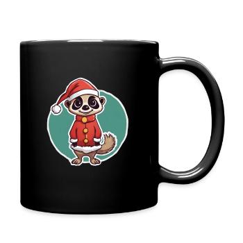 Erdmännchen Weihnachten - Tasse einfarbig - Schwarz - Rechts