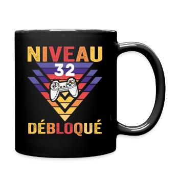 Level 32 Freigeschaltet Geschenk 32 Jahre Gamer Geek Lustig - Tasse einfarbig - Schwarz - Rechts