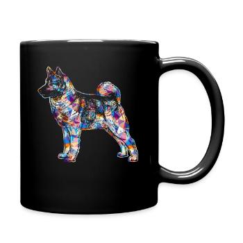 Norwegian Elkhound Geometric - Full Colour Mug - black - Right