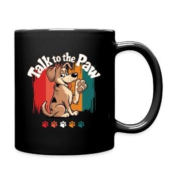 Dog Retro Paw Paw Print Cartoon Funny Woof - Full Colour Mug - black - Right