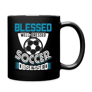 Soccer Well Dressed Soccer Obsessed - Full Colour Mug - black - Right