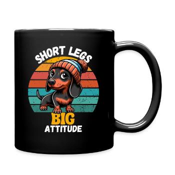 Hund Dackel Beanie Retro Dackelfreund Niedlich Wau - Tasse einfarbig - Schwarz - Rechts